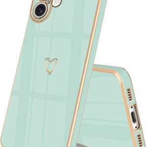 Mobile Phone Case Protective Case Ultra Thin Soft Full Protection Case Cover, Shockproof Slim Case with Pattern Heart Motif, Mint